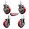 Service Caster 5'' Red Poly Wheel Swivel 7/16'' Grip Ring Stem Caster Set 2 Brakes, 4PK SCC-GR20S514-PPUB-RED-TLB-716138-2S2 - alternate 4